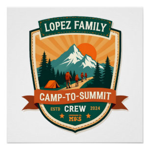 Lopez Family Camp-To-Summit Crew Vintage Wandelaar Perfect Poster