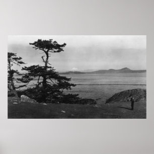 Lopez Island, WA - Rosario Straits en Mt Baker Poster