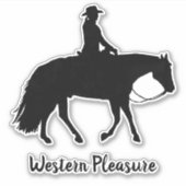 Loping Zwart Western Plezier Paard Silhouet Sticker (Voorkant)