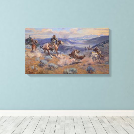 Loppen en zwevende paarden zijn veiliger dan lood canvas afdruk (Insitu (Houten vloer))