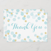 L'or bleu pointille le Merci de baby shower (Devant / Derrière)