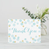 L'or bleu pointille le Merci de baby shower (Debout devant)