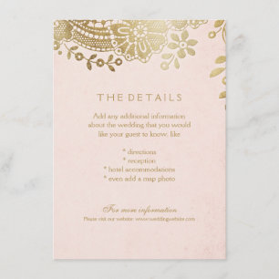 L'or de Faux rougissent carte détail élégante de