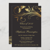 L'or élégant tourbillonne faire-part de fête de (Devant / Derrière)