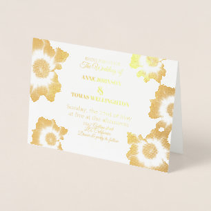 L'or fleurit la carte d'aluminium de faire-part de