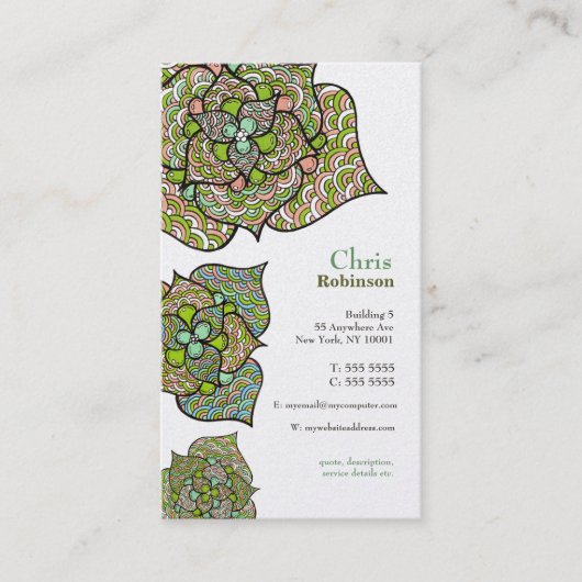 L'or fleurit le carte de visite imprimé élégant (Devant)