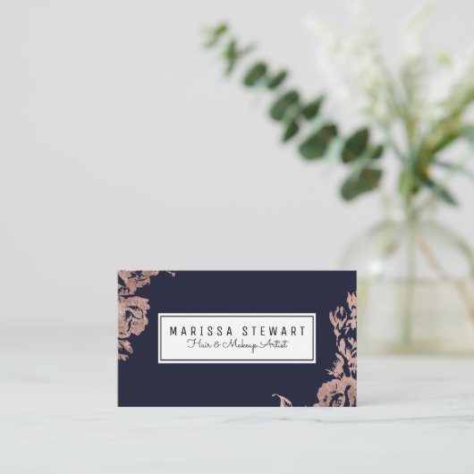 L'or rose fleurit la carte de rendez-vous de bleu (Debout devant)