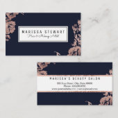 L'or rose fleurit le carte de visite de bleu (Devant / Derrière)