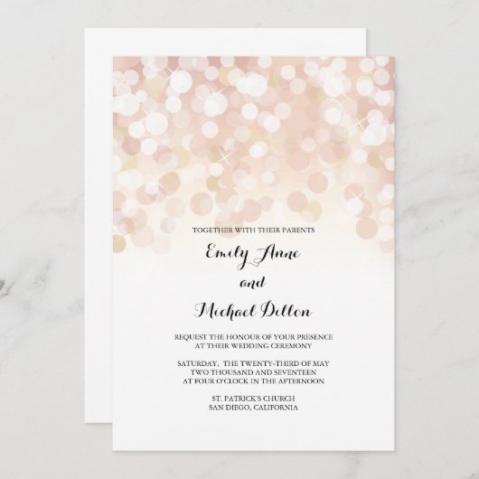 L'or rose miroite faire-part de mariage (Devant / Derrière)