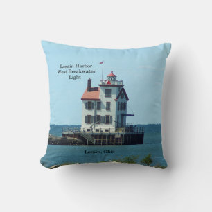 Lorain Harbour West Breakwater Light carré coussin