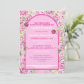 loral Rose Pink Quinceanera Invitation (Debout devant)