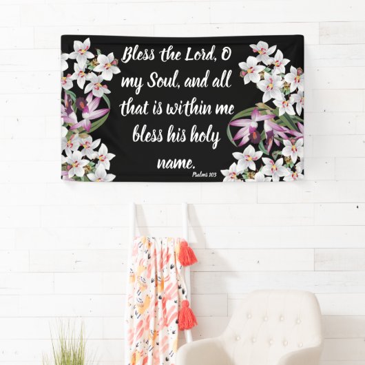 L'orchidée blanche fleurit la bannière de chrétien (En situation)