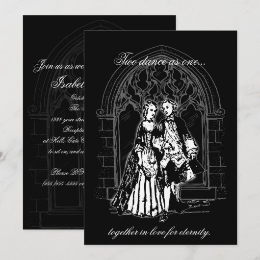 Lord and Lady Gothic Wedding Invitations Kaart (Voorkant / Achterkant)