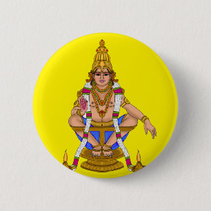 Lord Ayyappan Knop Ronde Button 5,7 Cm