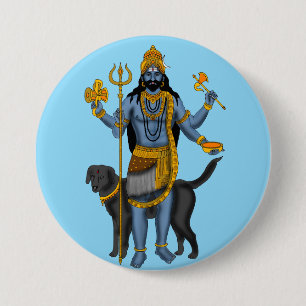 Lord Bhairava-knop Ronde Button 7,6 Cm