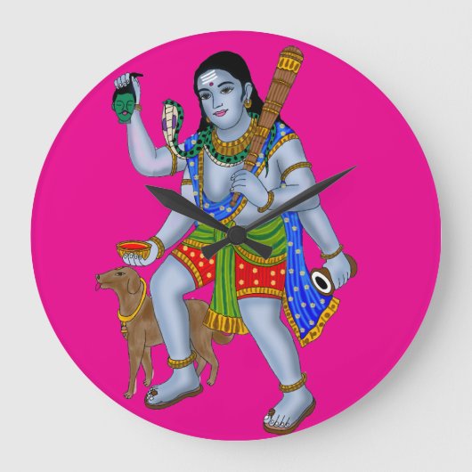 Lord Bhairava Wall Clock Grote Klok (Voorkant)