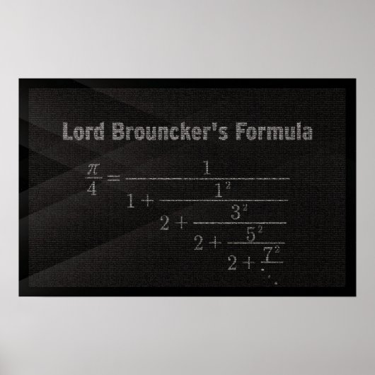 Lord Brouncker's Pi Formule - Wiskunde Poster (Voorkant)