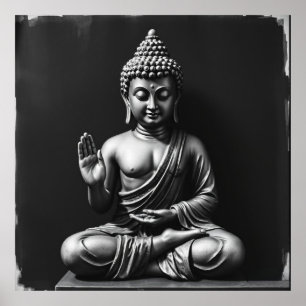 Lord Buddha - Portret van houtskoolkunst Poster