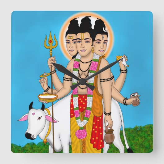 Lord Dattatreya Clock Vierkante Klok (Voorkant)