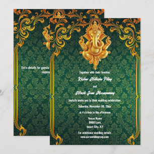 Lord Ganesh groen goud paisley luxe indiaan Kaart