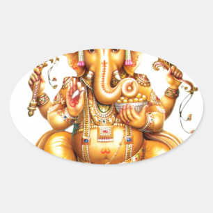 LORD GANESH HINDU GOD OVALE STICKER
