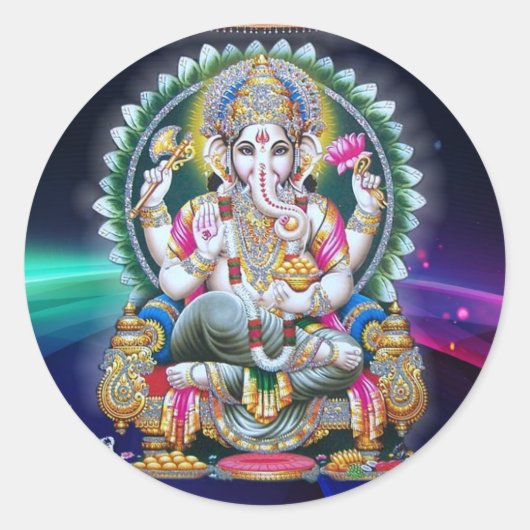 LORD GANESH HINDU GOD RONDE STICKER (Voorkant)