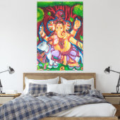 Lord Ganesh Mural Painting Stretched Canvas Print (Insitu (Slaapkamer))