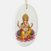 Lord Ganesh over Lotus Flower Keramisch Ornament (Rechts)