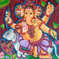 Lord Ganesh Peinture murale toile étirée Impressio