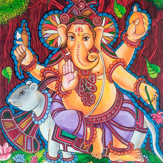 Lord Ganesh Peinture murale toile étirée Impressio