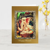 Lord Ganesha, Carte de voeux pliée de 5" x 7" (Fleur jaune)