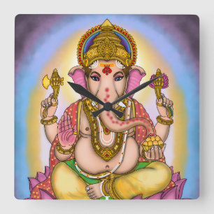 Lord Ganesha decoratieve wandklok Vierkante Klok
