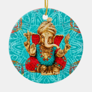 Lord Ganesha - Gemengde media Keramisch Ornament