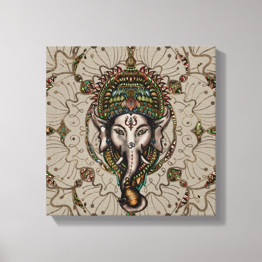 Lord Ganesha - Kleur op Canvas (Voorkant)