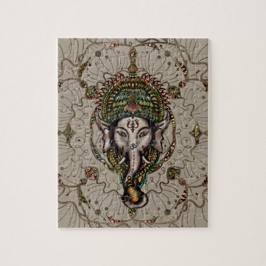 Lord Ganesha - Kleur op Canvas Legpuzzel (Verticaal)