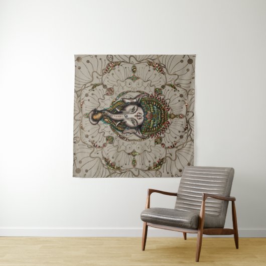 Lord Ganesha - Kleur op Canvas Wandkleed (In Situ (horizontaal))