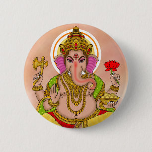 Lord Ganesha-knop Ronde Button 5,7 Cm
