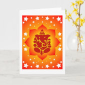 Lord Ganesha over het ontwerp van Lotus Kaart (Gele Bloem)