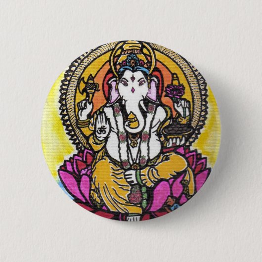 Lord Ganesha Ronde Button 5,7 Cm (Voorkant)