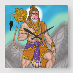 Lord Hanuman Clock Vierkante Klok