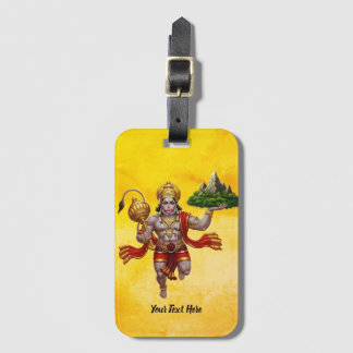 Lord Hanuman Flying Lifting Mountain Bagagelabel