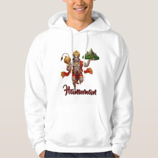 Lord Hanuman Flying Lifting Mountain Hoodie