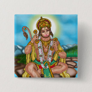 Lord Hanuman-knop Vierkante Button 5,1 Cm