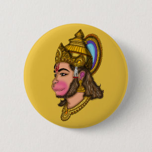 Lord Hanuman-knoppen Ronde Button 5,7 Cm