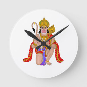 Lord Hanuman wandklok– spiritueel bureauaccessoire Ronde Klok