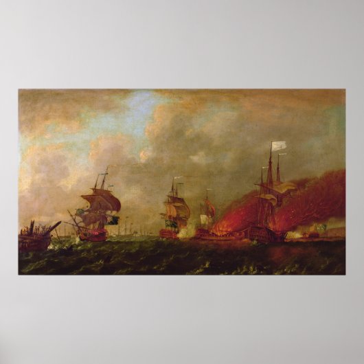 Lord Howe en de Comte d'Estaing van Rhode Poster (Voorkant)