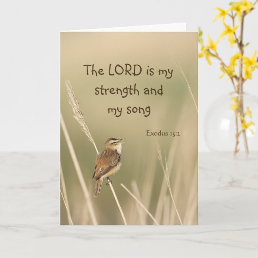 Lord is mijn Sterkte & Song Scripting Song Bird Kaart (Gele Bloem)