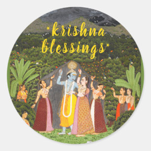 Lord Krishna Blessings Gopis Rajasthan India 1760 Ronde Sticker