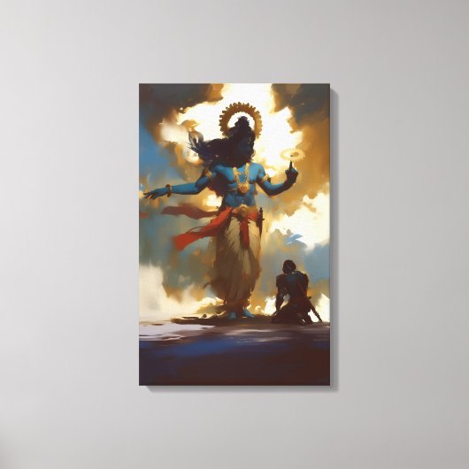 Lord Krishna en Arjuna Canvas Muurkunst Afdruk (Voorkant)