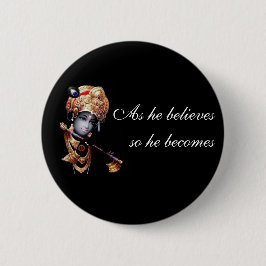 Lord Krishna Hand geschilderd Ronde Button 5,7 Cm